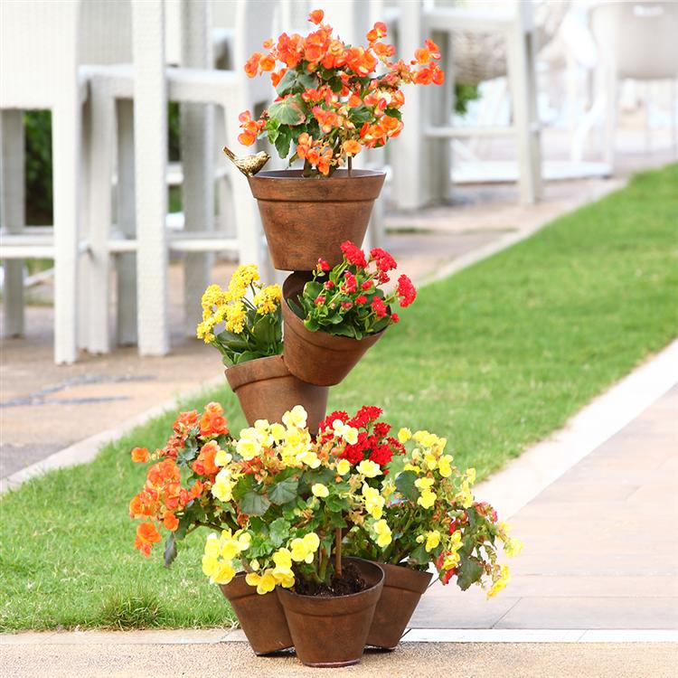 ALUMINUM PRECARIOUS POT STACKED GARDEN PLANTER