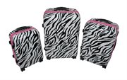 3 PC. LOCKING ZEBRA/PINK EXPANDABLE HARD SHELL ROLLING LUGGAGE SET