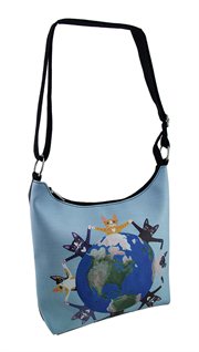 KITTIES AROUND THE WORLD BLUE ADJUSTABLE CROSS BODY BAG